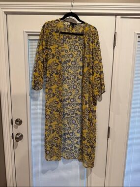 Jessica Simpson Yellow Floral Lightweight Open Cardigan